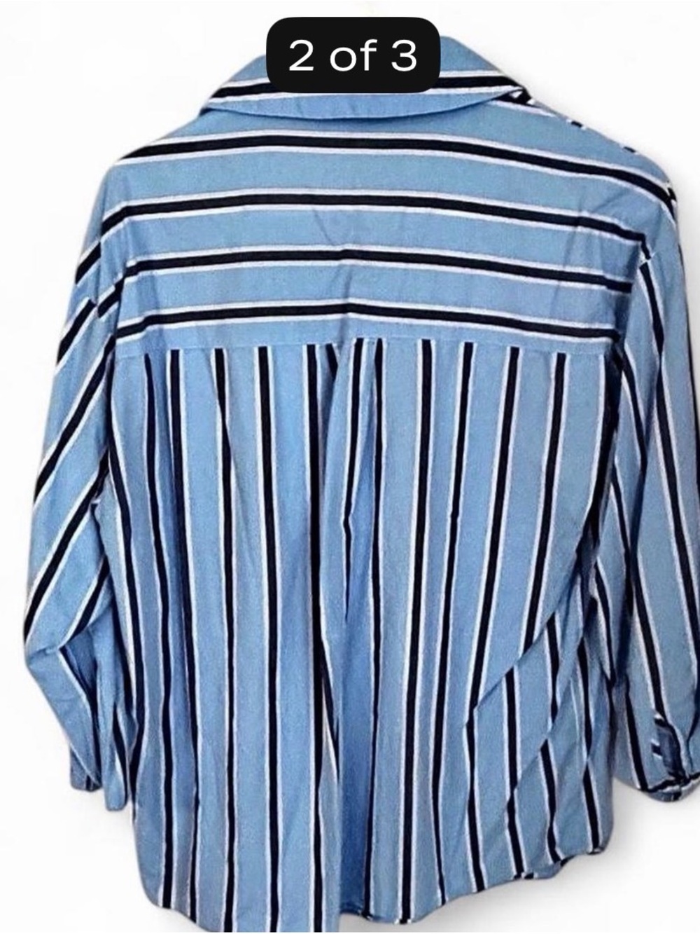 H&M Light Blue Vertical Striped Button-Down Shirt - Men's - Picture 2 of 3